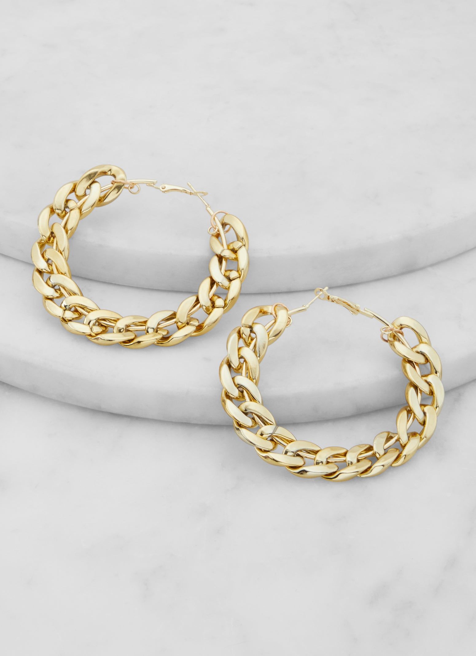 Chain Link Metallic Hoop Earrings sold by Rainbow product image thumbnail 2