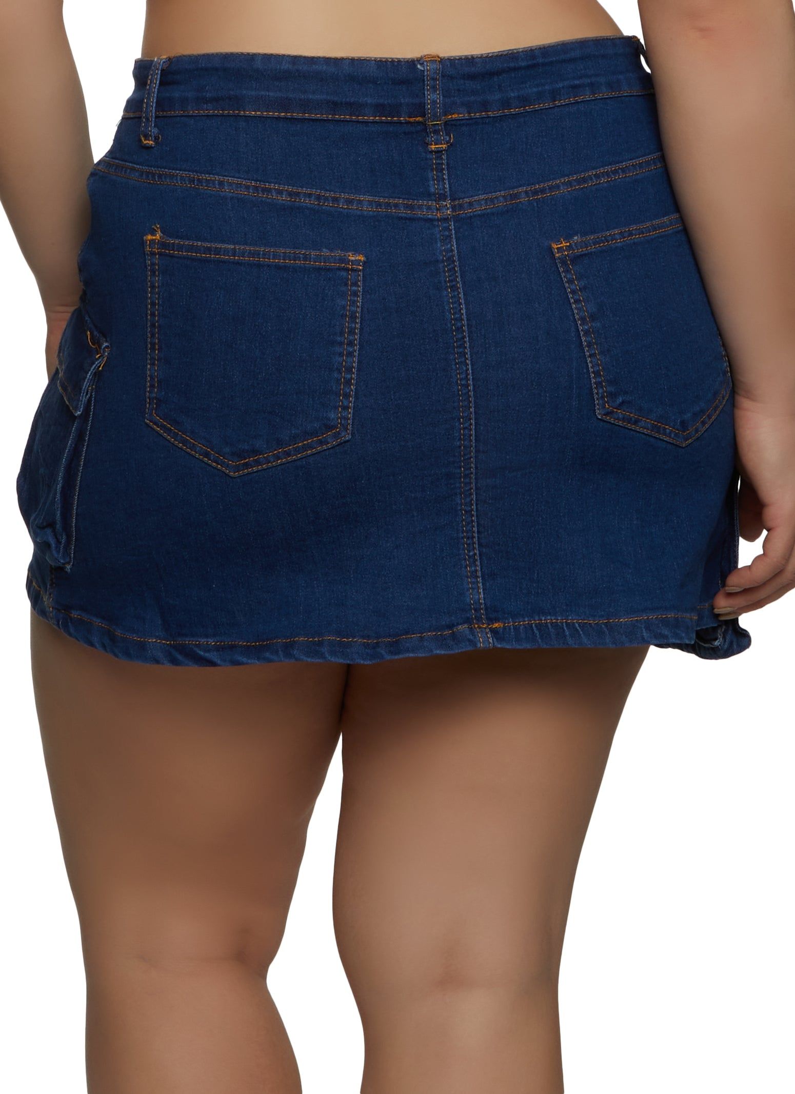 Plus Size Denim Cargo Pocket Mini Skirt sold by Rainbow product image thumbnail 2