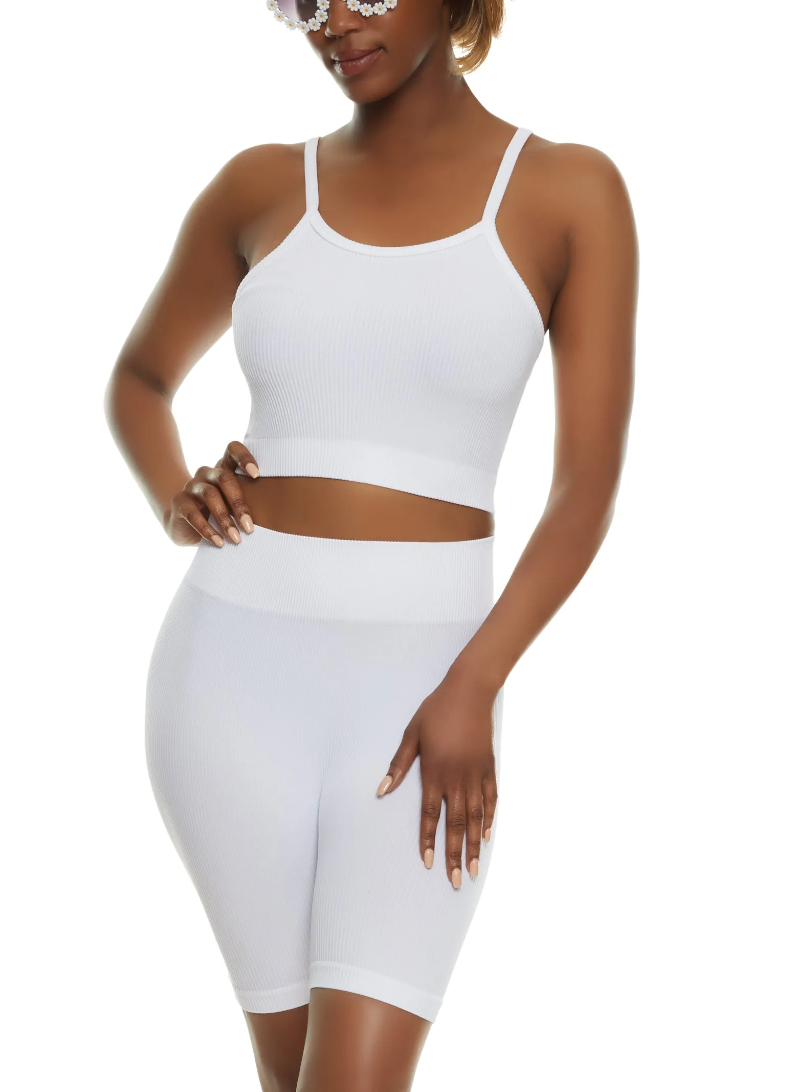 Ribbed Knit Seamless Sleeveless Crop Top sold by Rainbow product image thumbnail 2