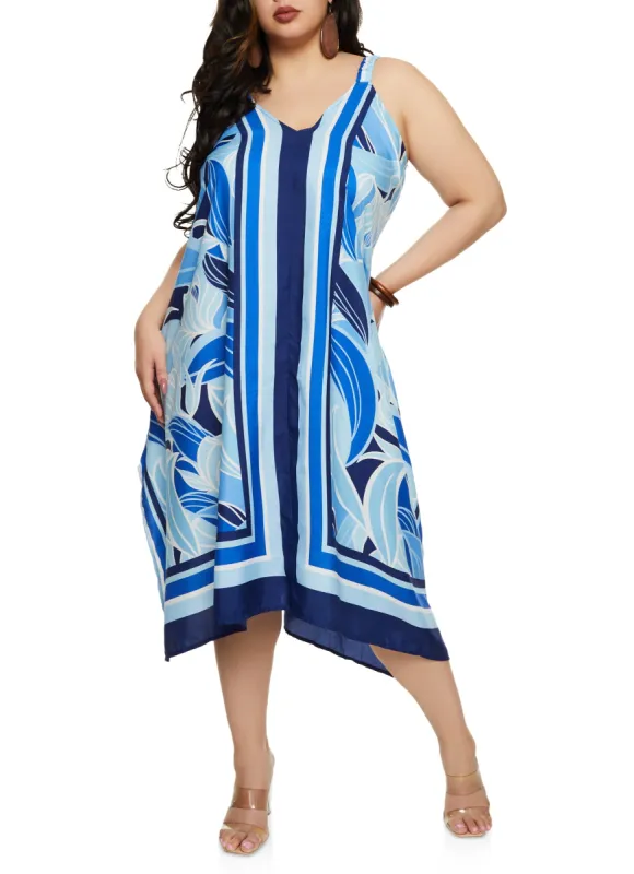 Plus Size Floral Scarf Print Cami Maxi Dress sold by Rainbow