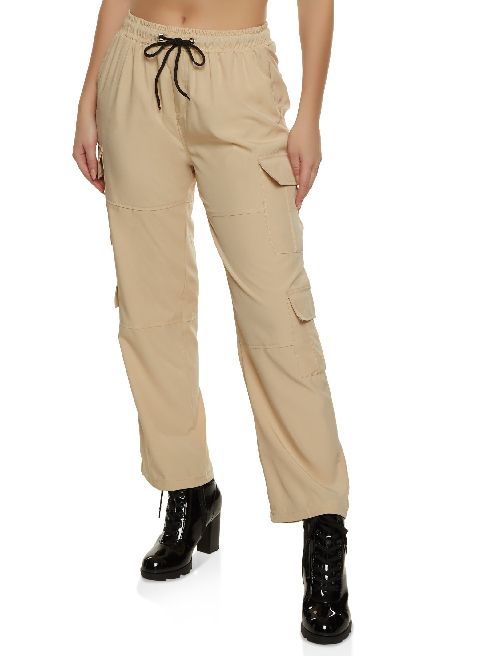 Flap Pocket Drawstring Waist Parachute Pants sold by Rainbow