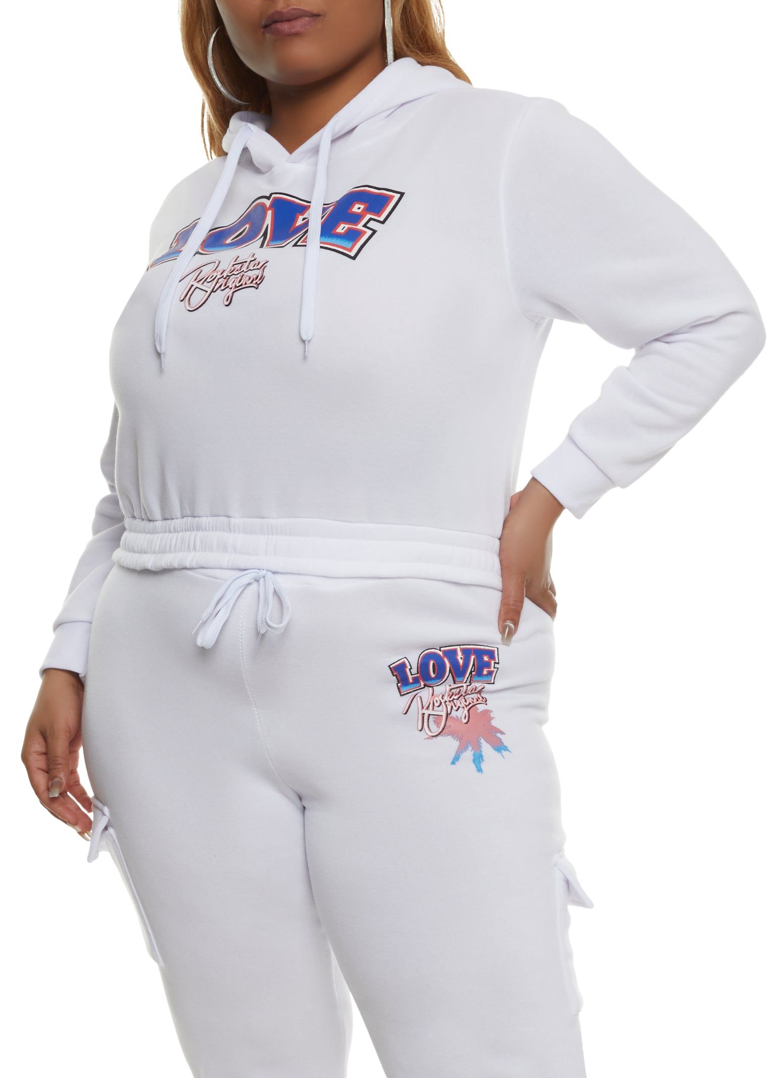 Plus Size Love Cropped Graphic Hoodie sold by Rainbow