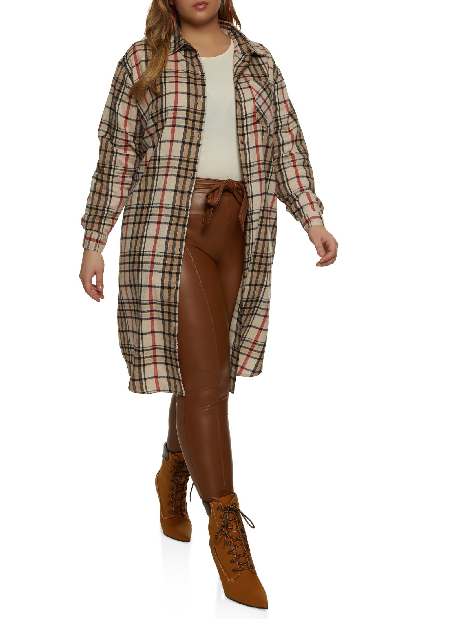 Plus Size Oversized Button Front Shacket sold by Rainbow product image thumbnail 2