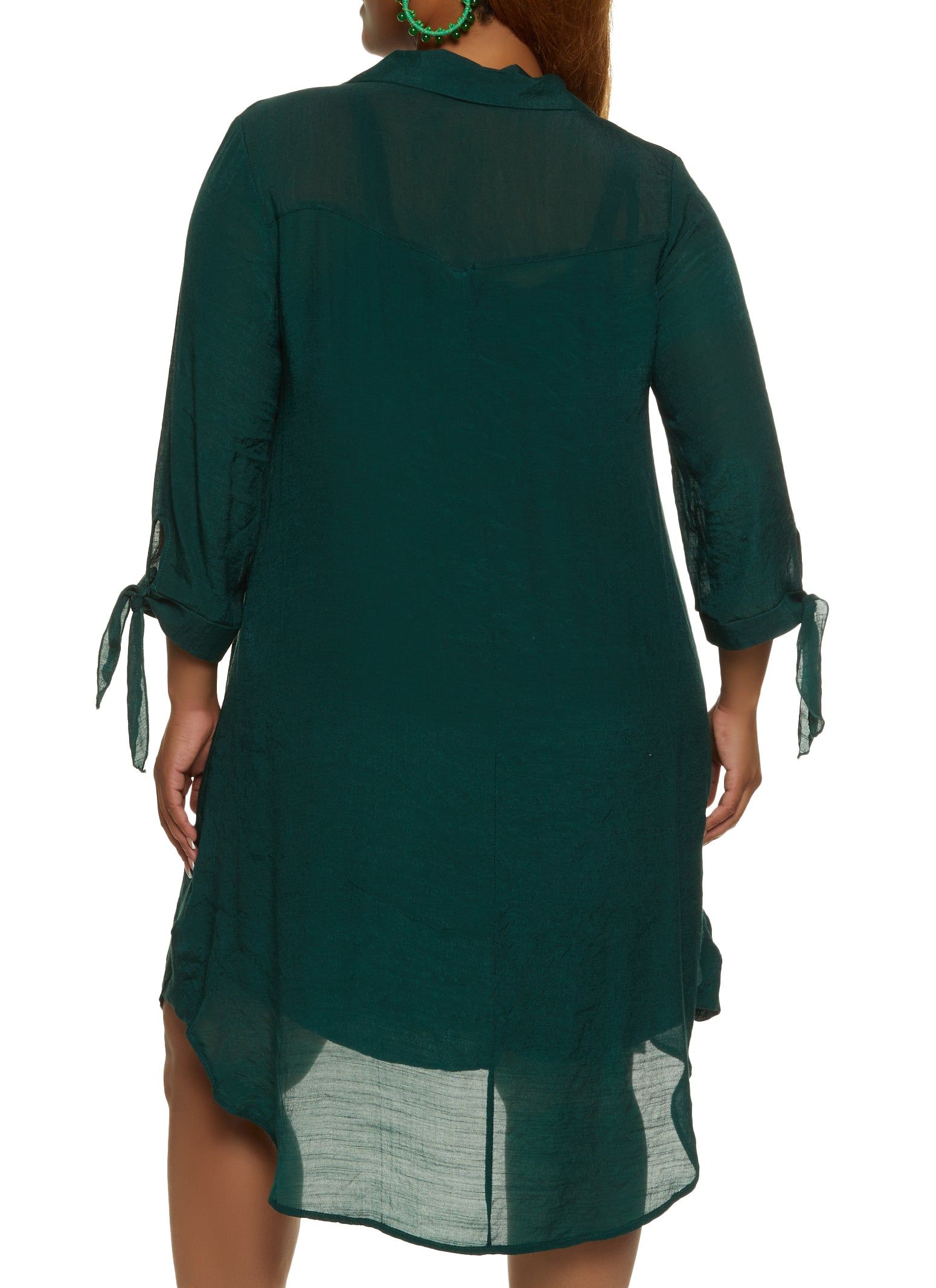 Plus Size Quarter Tie Sleeve Midi Shirt Dress sold by Rainbow product image thumbnail 3