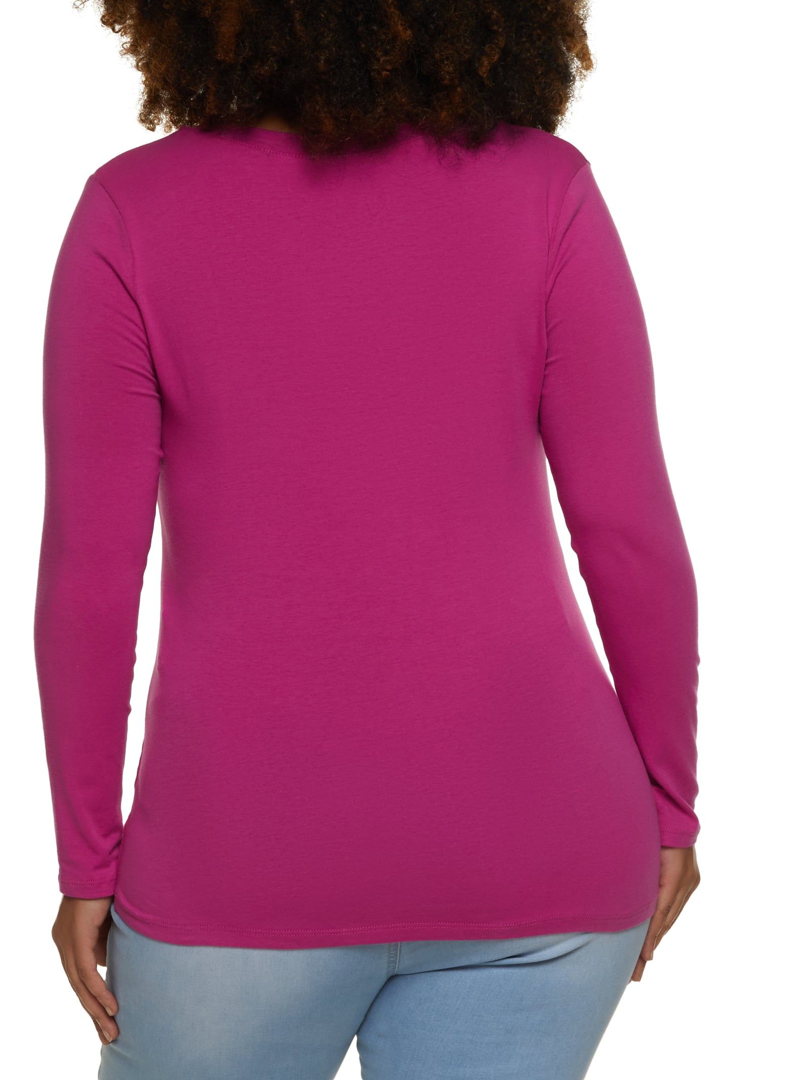 Plus Size Basic V Neck Long Sleeve Tee sold by Rainbow product image thumbnail 2