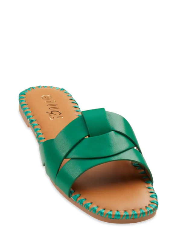 Woven Band Open Toe Slide Sandals sold by Rainbow