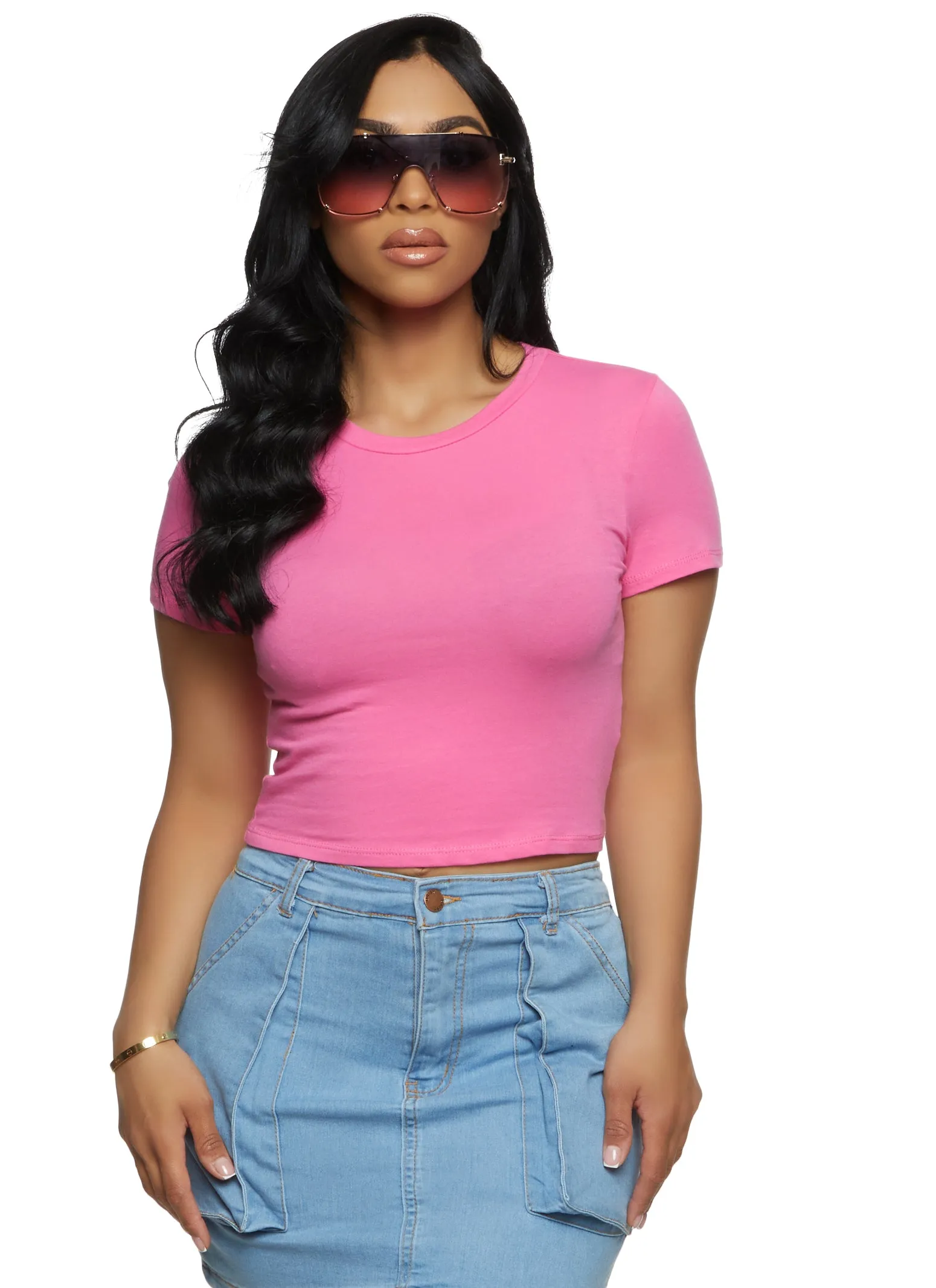 Basic Crew Neck Cropped Tee sold by Rainbow