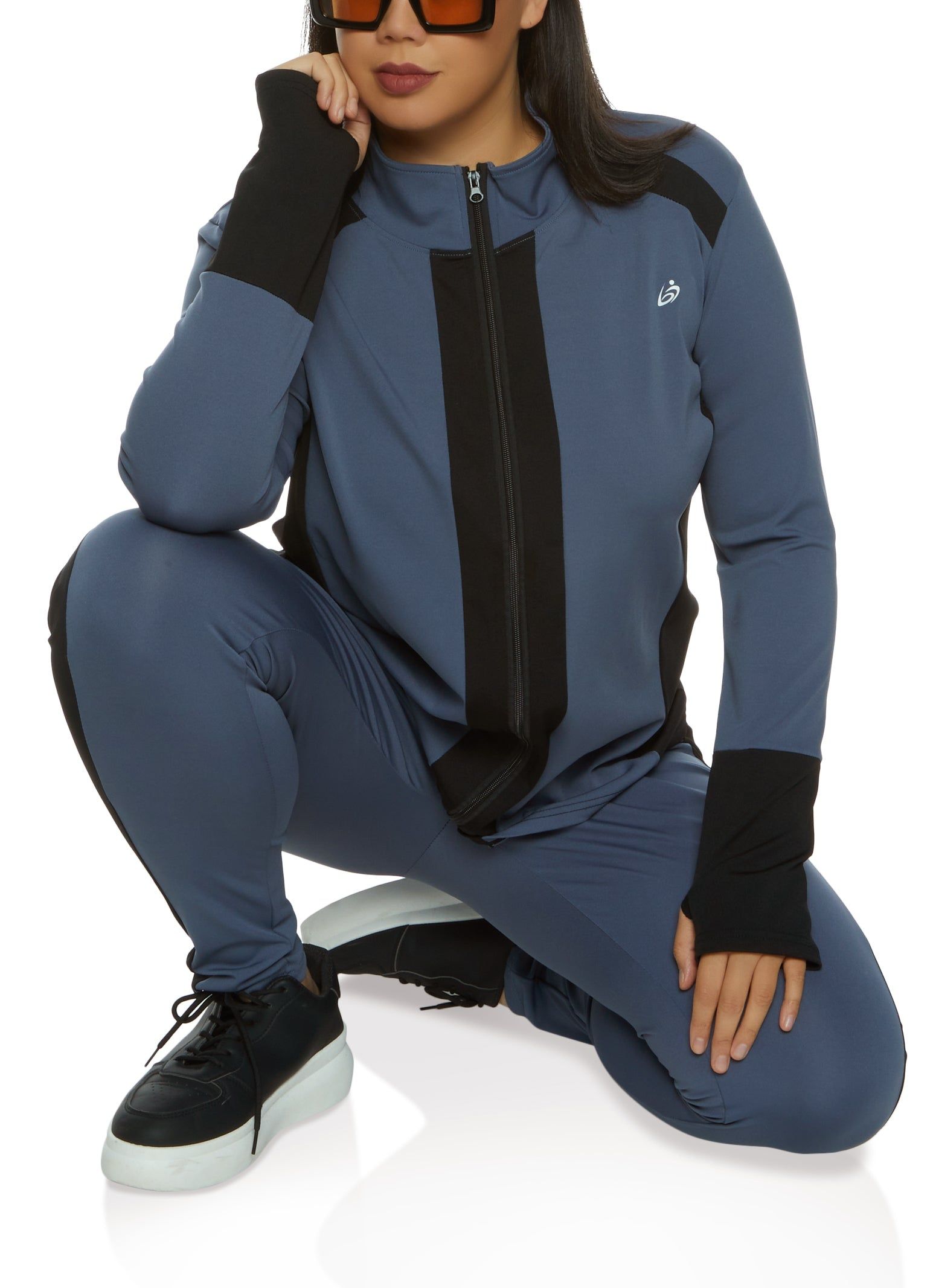 Plus Size Color Block Zip Front Track Jacket sold by Rainbow product image thumbnail 2