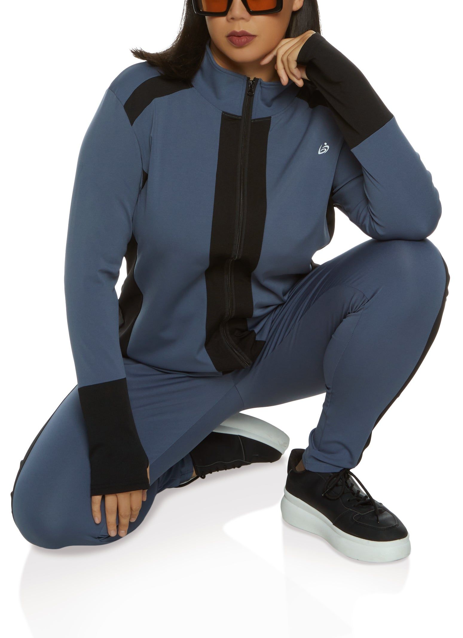 Plus Size Color Block Zip Front Track Jacket sold by Rainbow