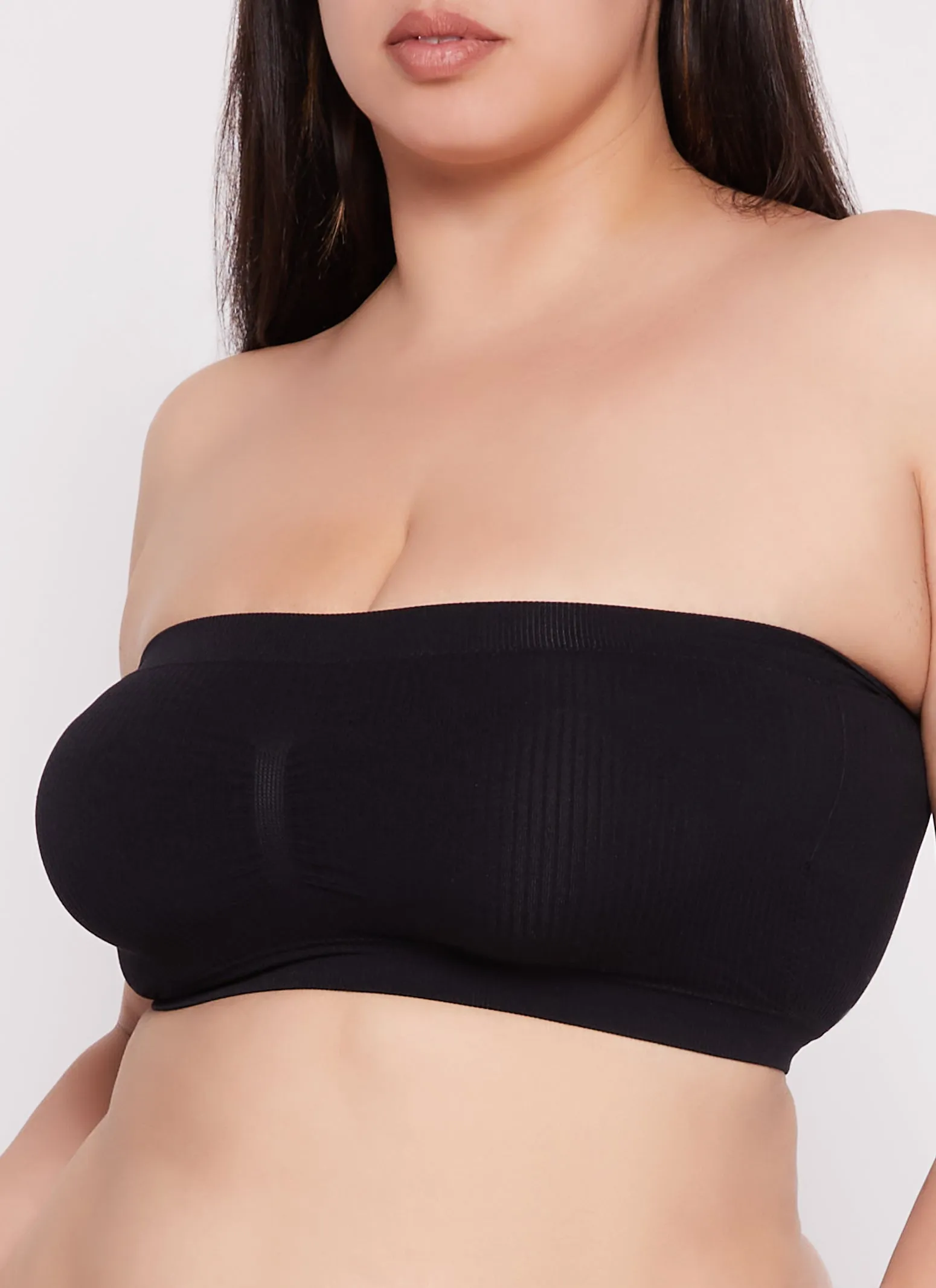 Plus Size Ribbed Knit Bandeau Bra sold by Rainbow
