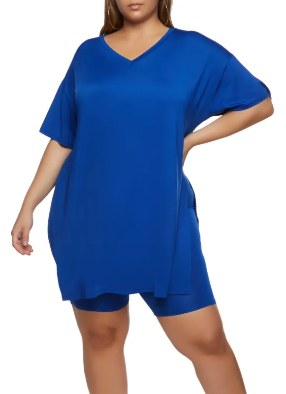 Plus Size Daisy Side Slit Oversized Tee sold by Rainbow