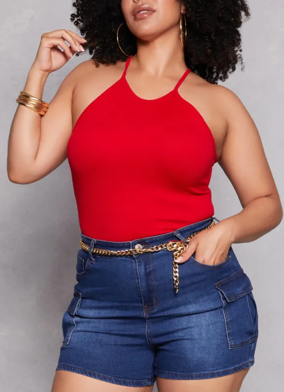 Plus Size Seamless Racerback High Neck Tank Top sold by Rainbow