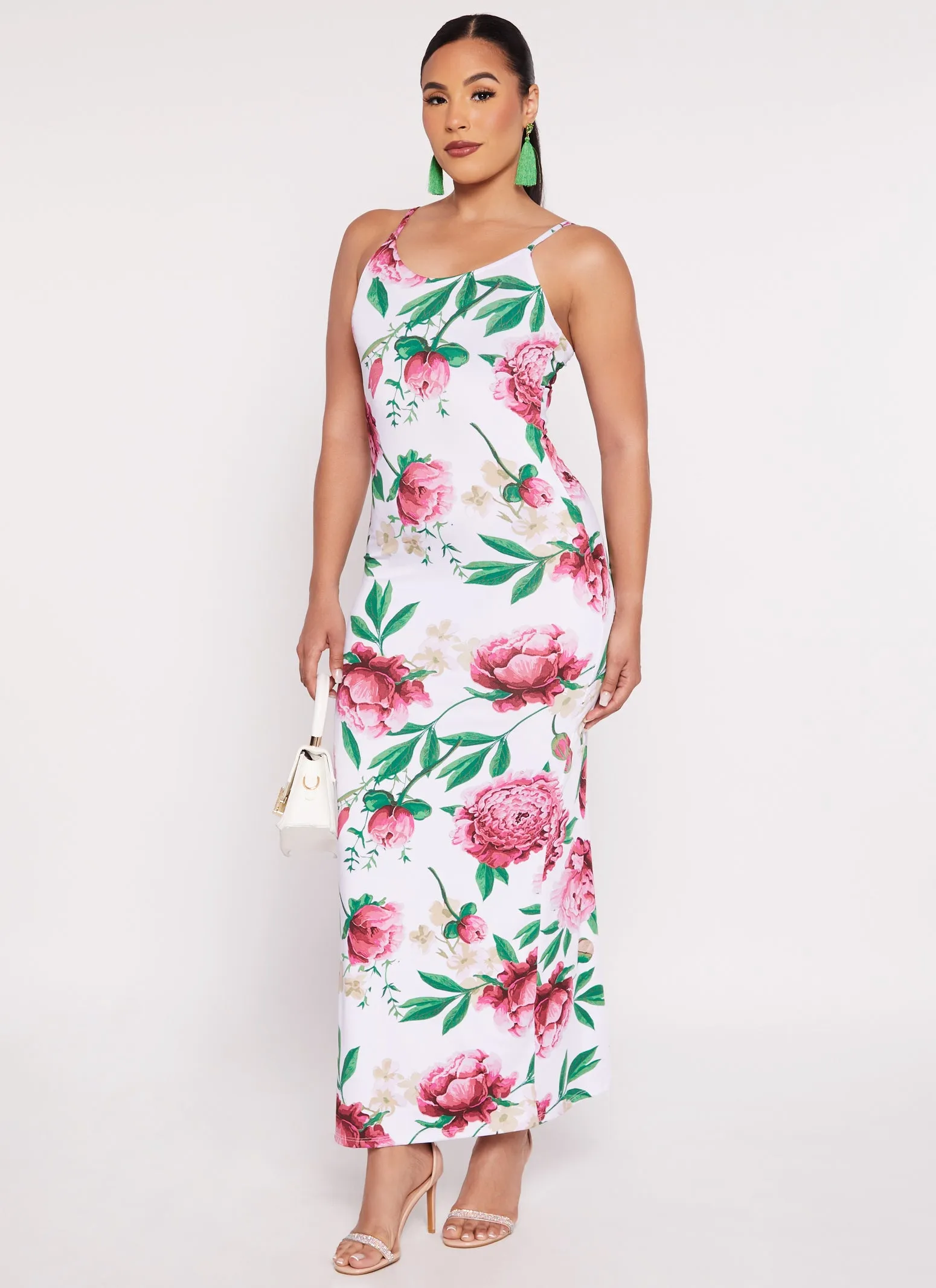 Floral Print Sleeveless V Neck Maxi Dress sold by Rainbow