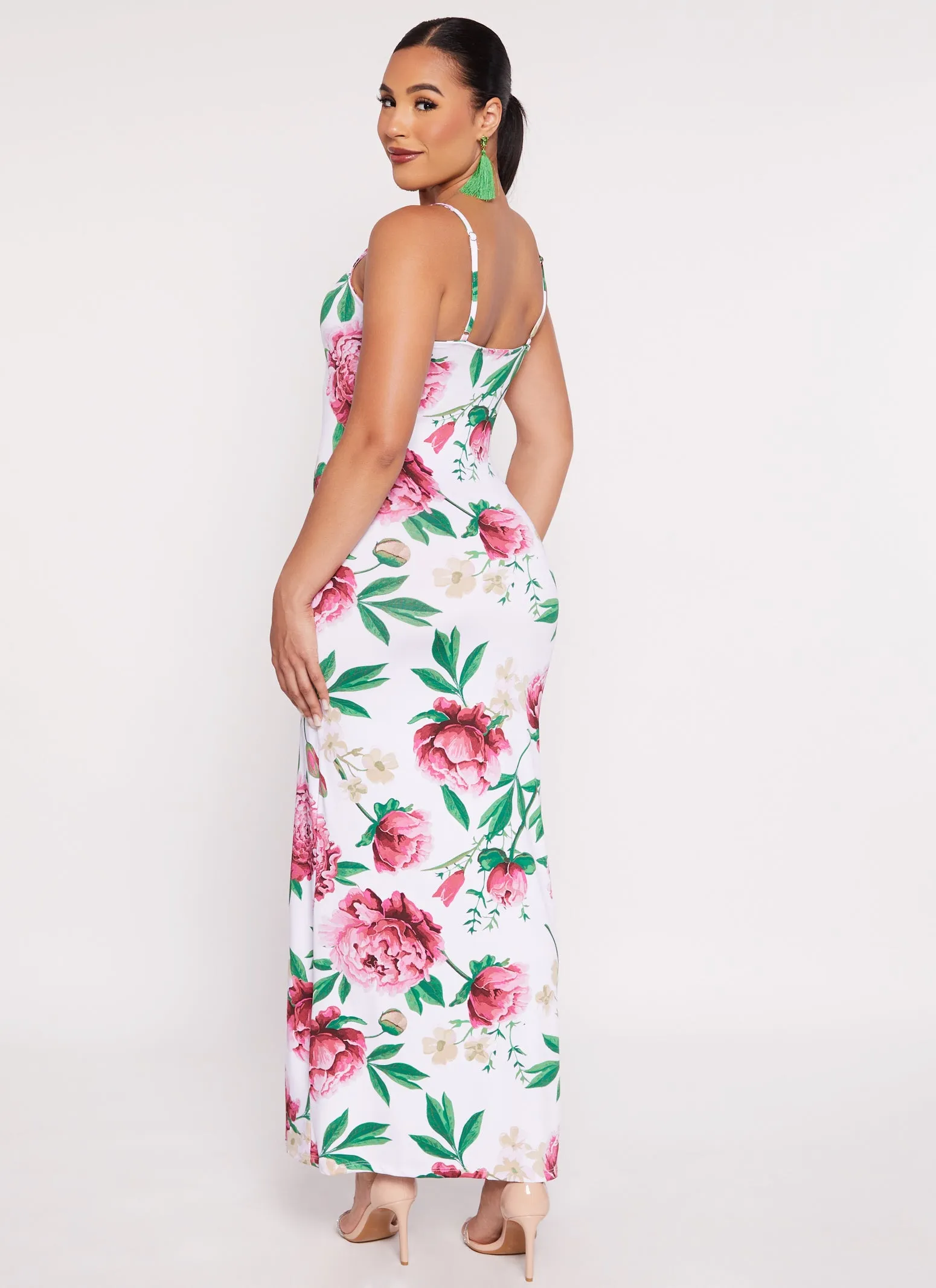 Floral Print Sleeveless V Neck Maxi Dress sold by Rainbow product image thumbnail 3