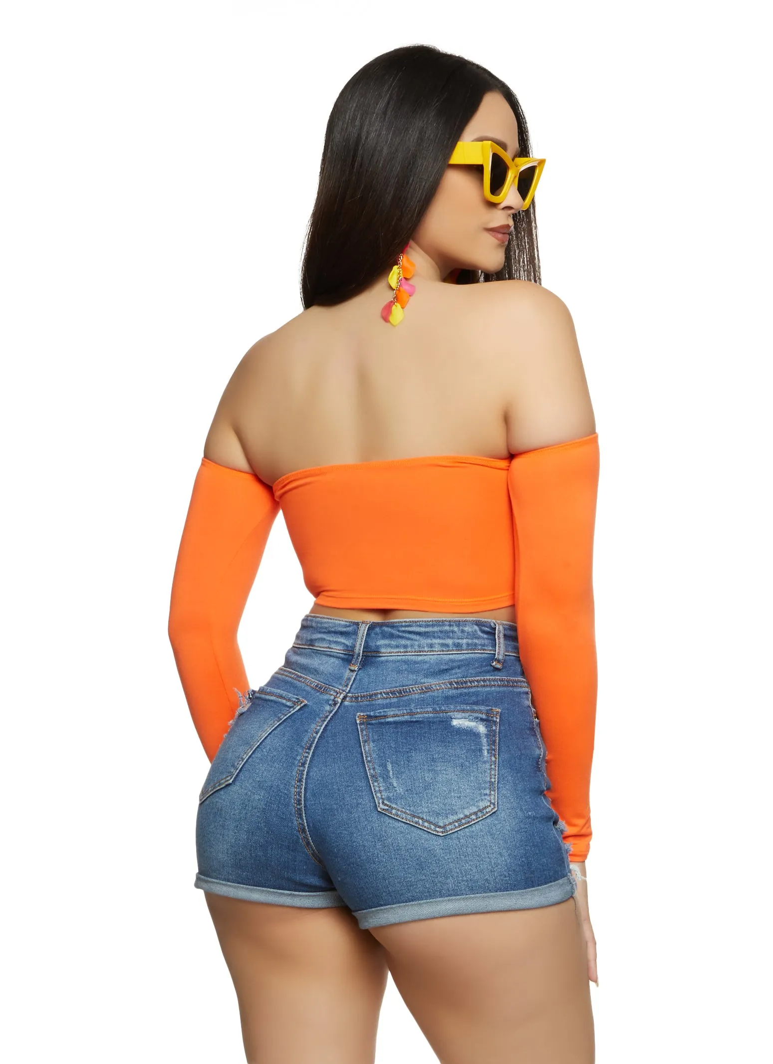 Almost Famous Ruched Off the Shoulder Crop Top sold by Rainbow product image thumbnail 2