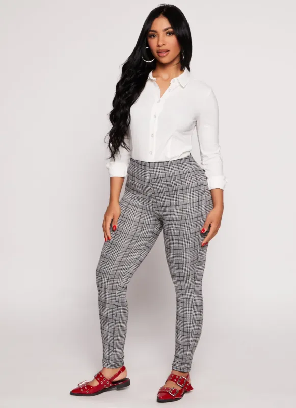 Plaid Pull On High Waist Pants sold by Rainbow