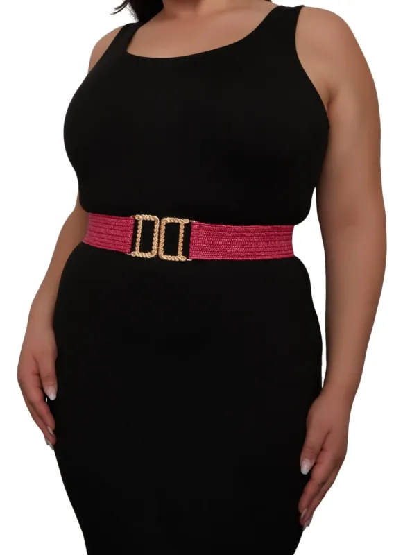 Metal Buckle Stretch Straw Belt sold by Rainbow