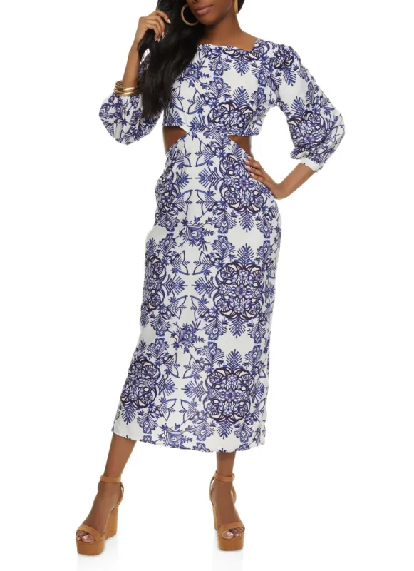 Border Print Tie Back Maxi Dress sold by Rainbow