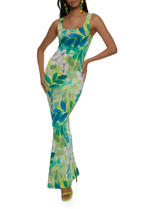 Haute Monde Tropical Floral Print Maxi Tank Dress sold by Rainbow