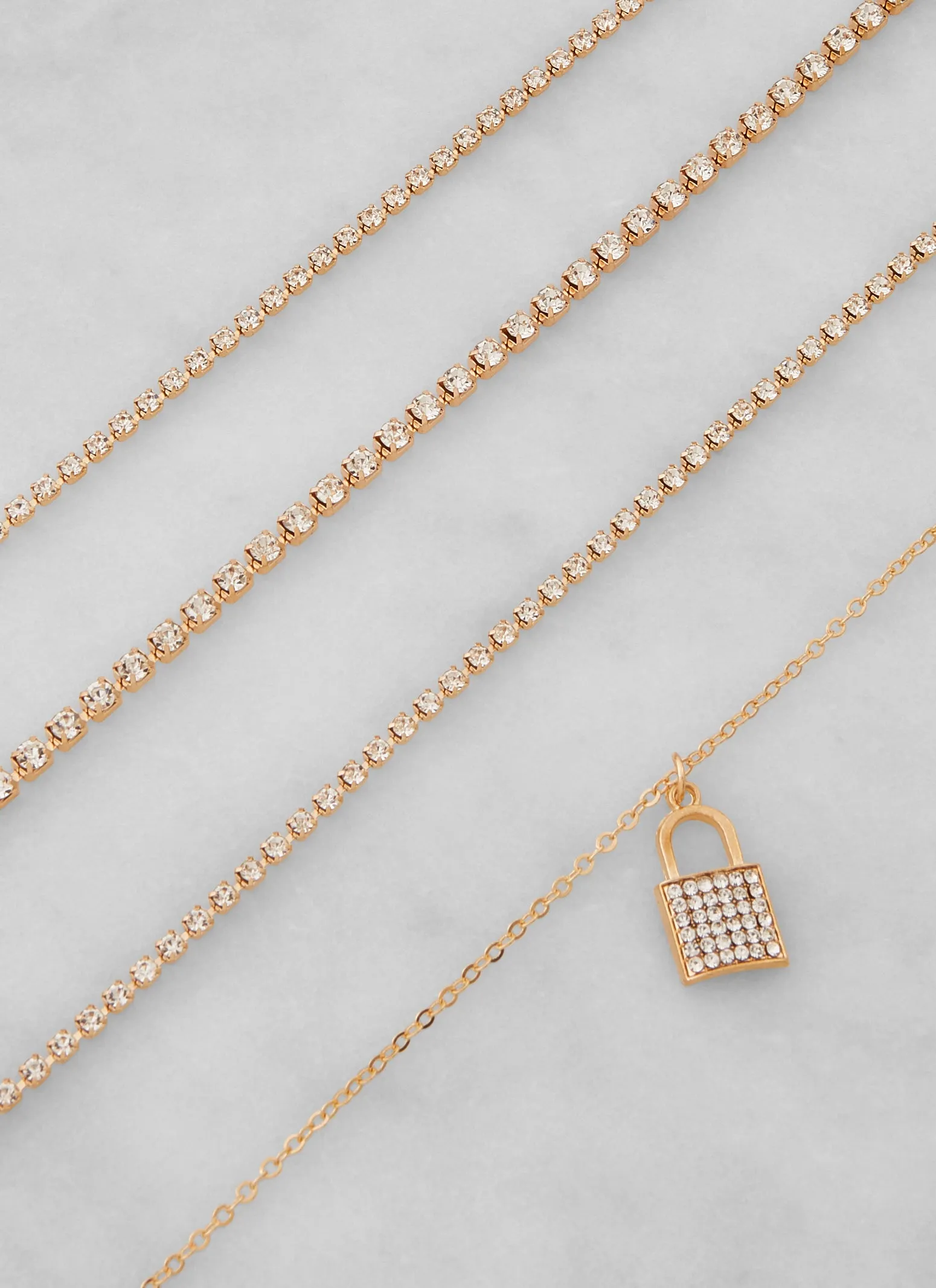 Rhinestone Lock Chain Anklets Set of 4 sold by Rainbow product image thumbnail 2