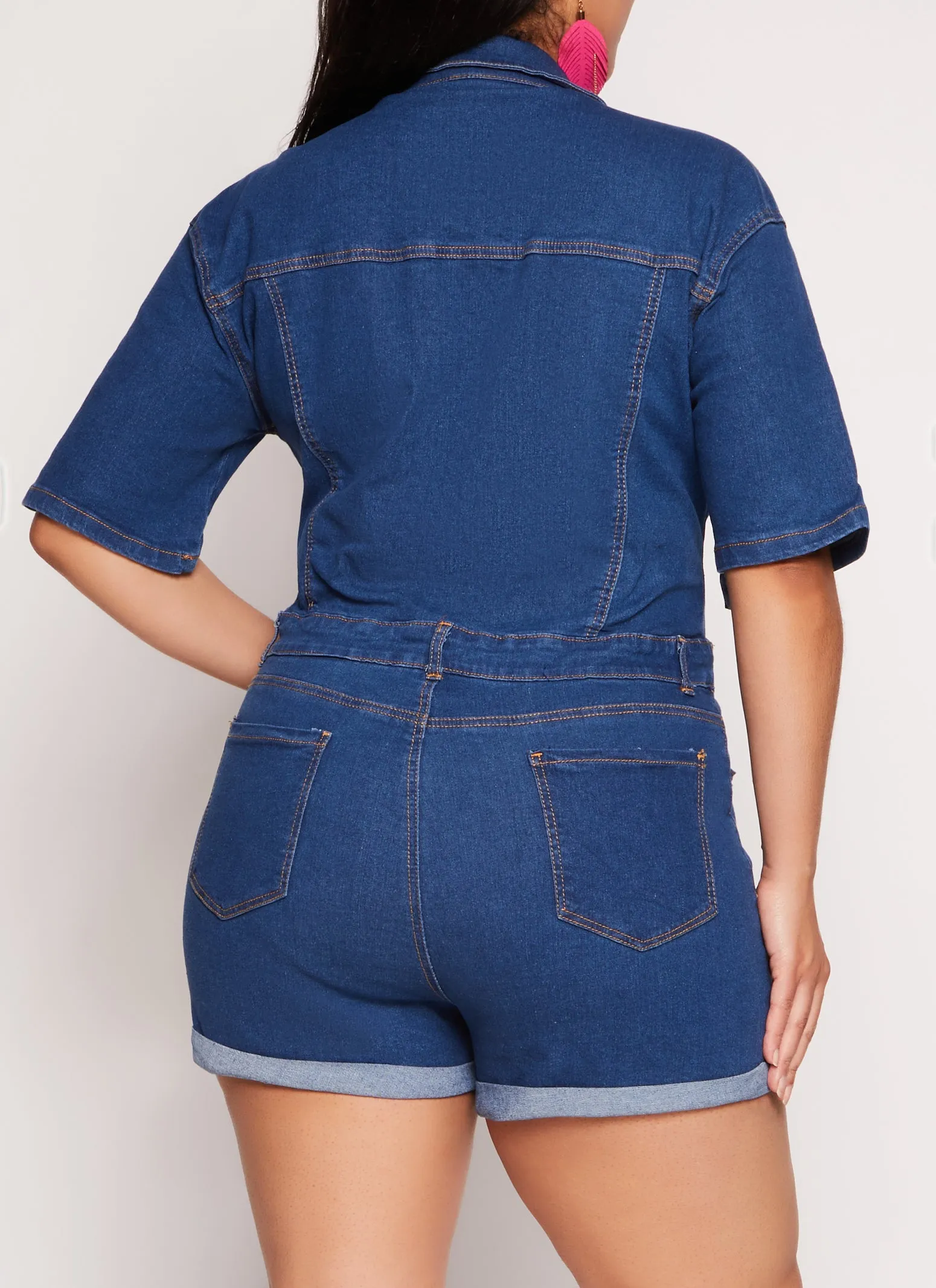 Plus Size Daisy Denim Utility Romper sold by Rainbow product image thumbnail 3