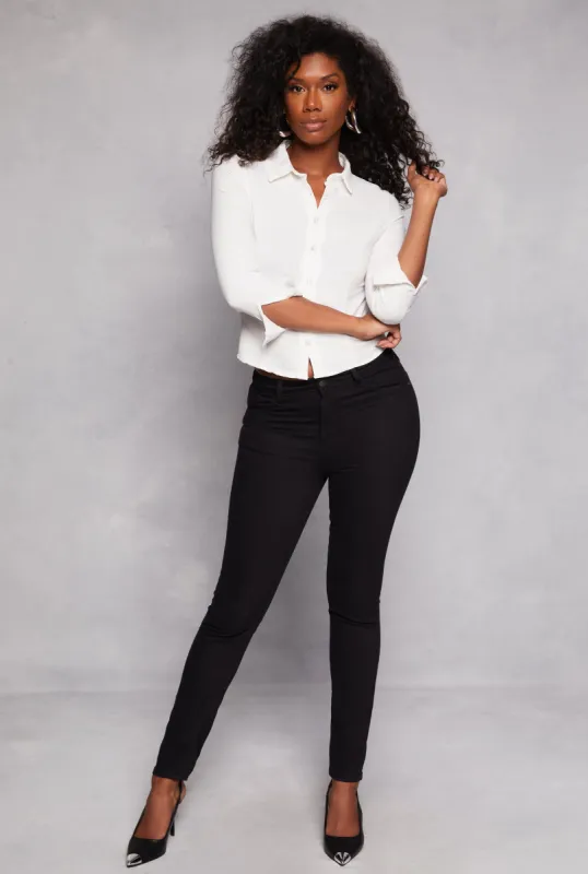 Twill High Waisted Skinny Leg Pants sold by Rainbow