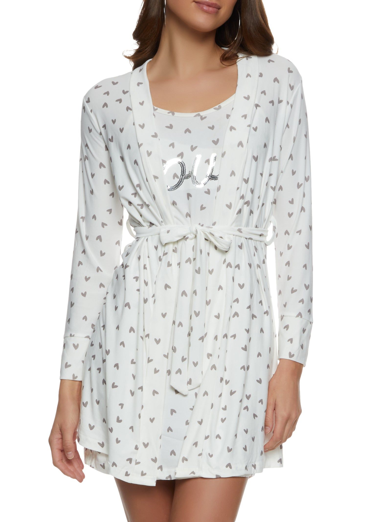 Love Sequin Print Nightgown with Robe sold by Rainbow
