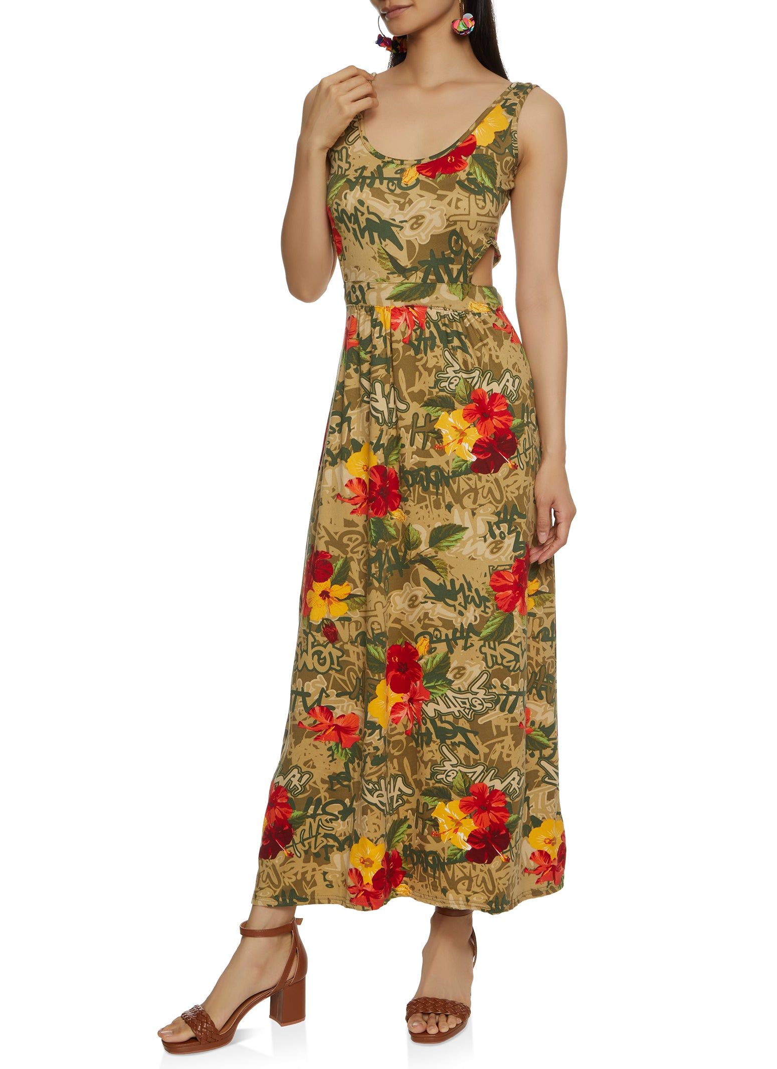 Floral Graffiti Cut Out Maxi Dress sold by Rainbow product image thumbnail 2
