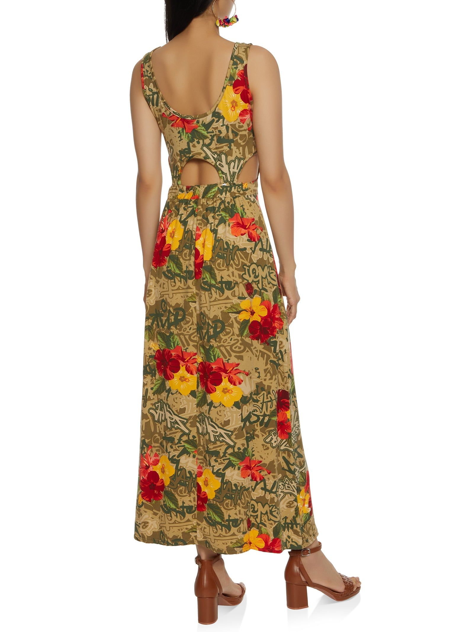Floral Graffiti Cut Out Maxi Dress sold by Rainbow product image thumbnail 3