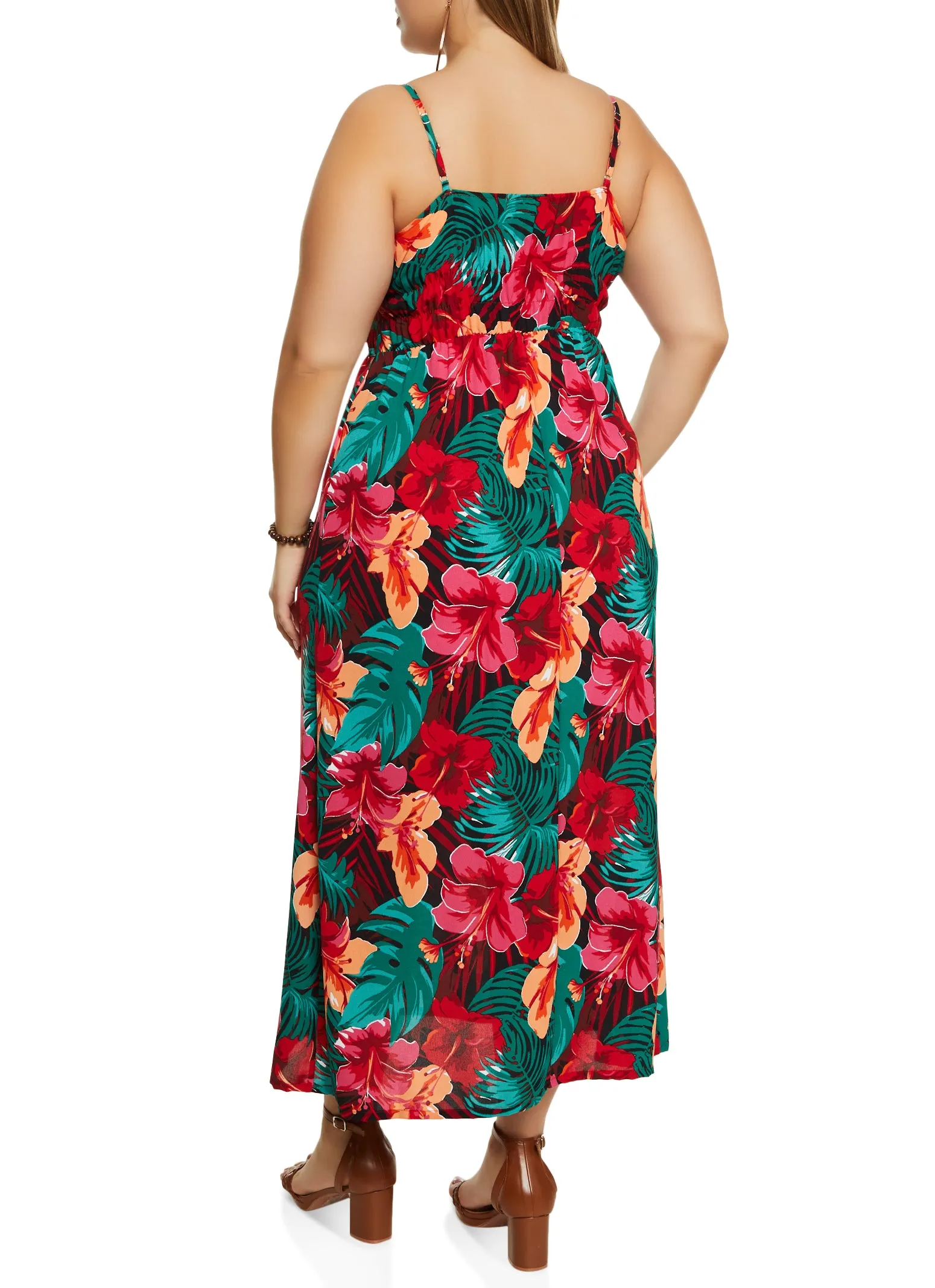 Plus Size Floral Print Smocked Cami Maxi Dress sold by Rainbow product image thumbnail 3