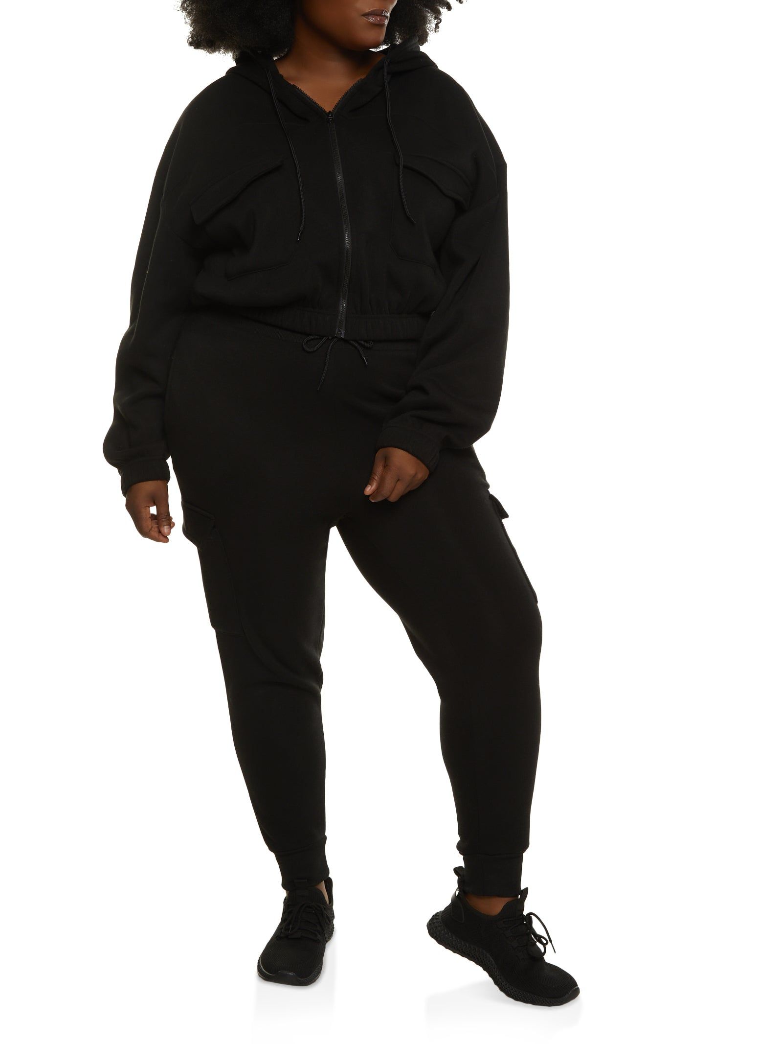Plus Size Cargo Pocket Zip Front Hoodie sold by Rainbow product image thumbnail 2