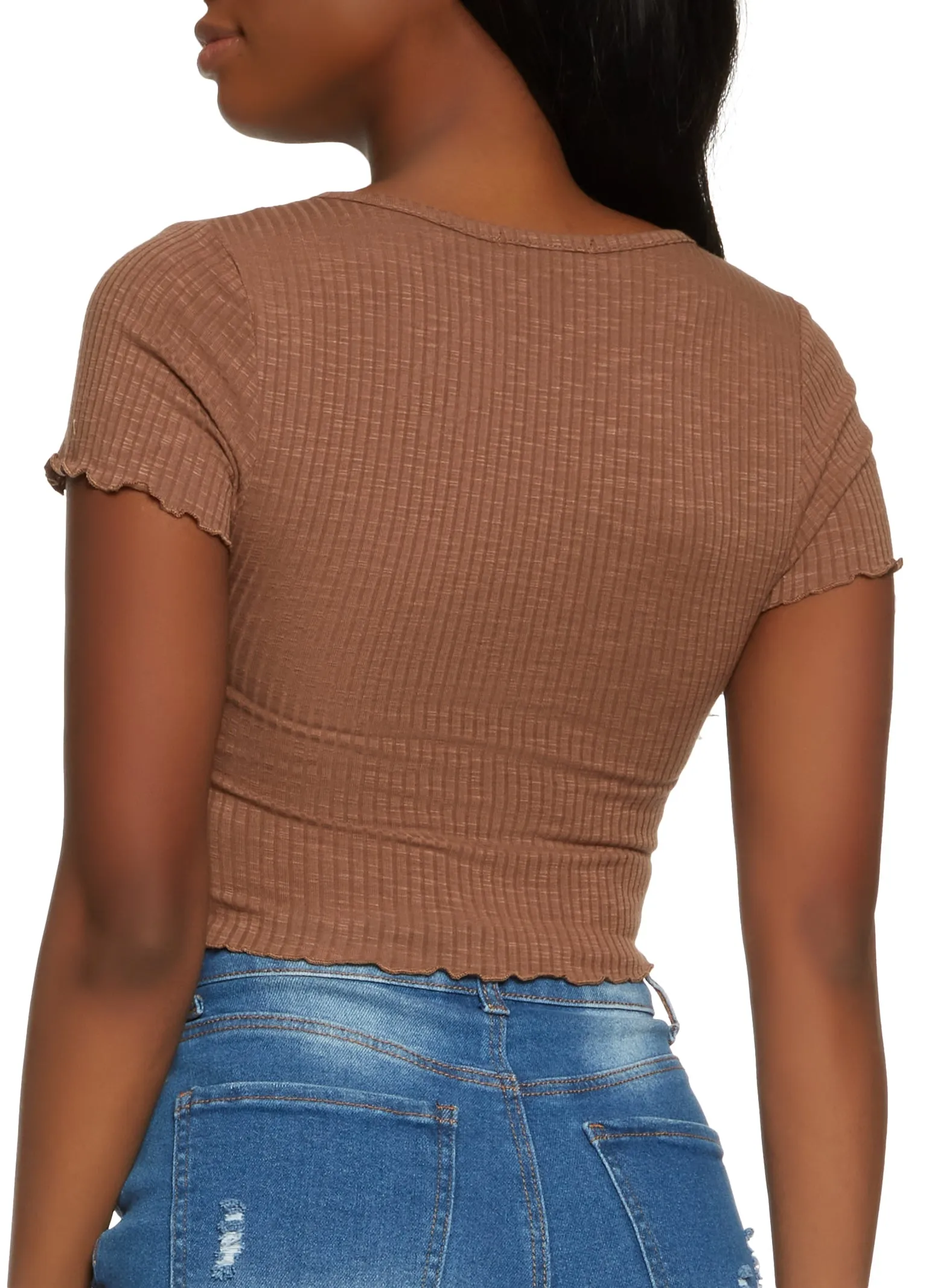 Lettuce Edge Notch Neck Crop Top sold by Rainbow product image thumbnail 2