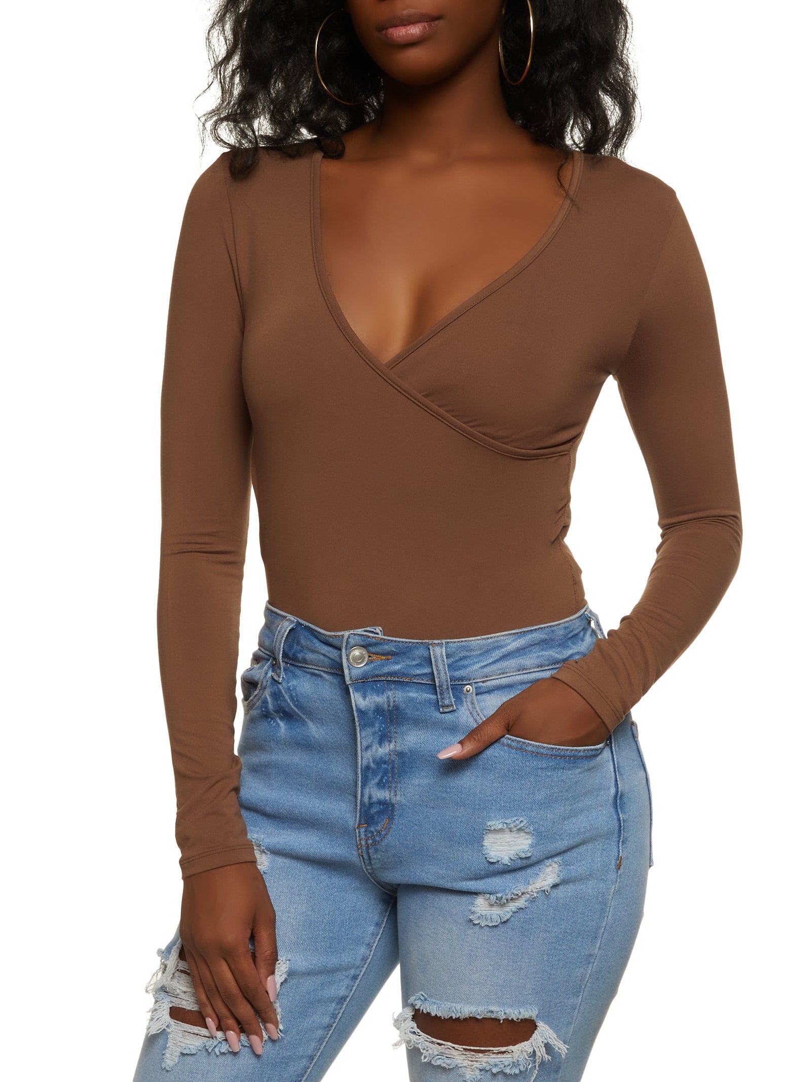 Faux Wrap Long Sleeve Bodysuit sold by Rainbow product image thumbnail 2