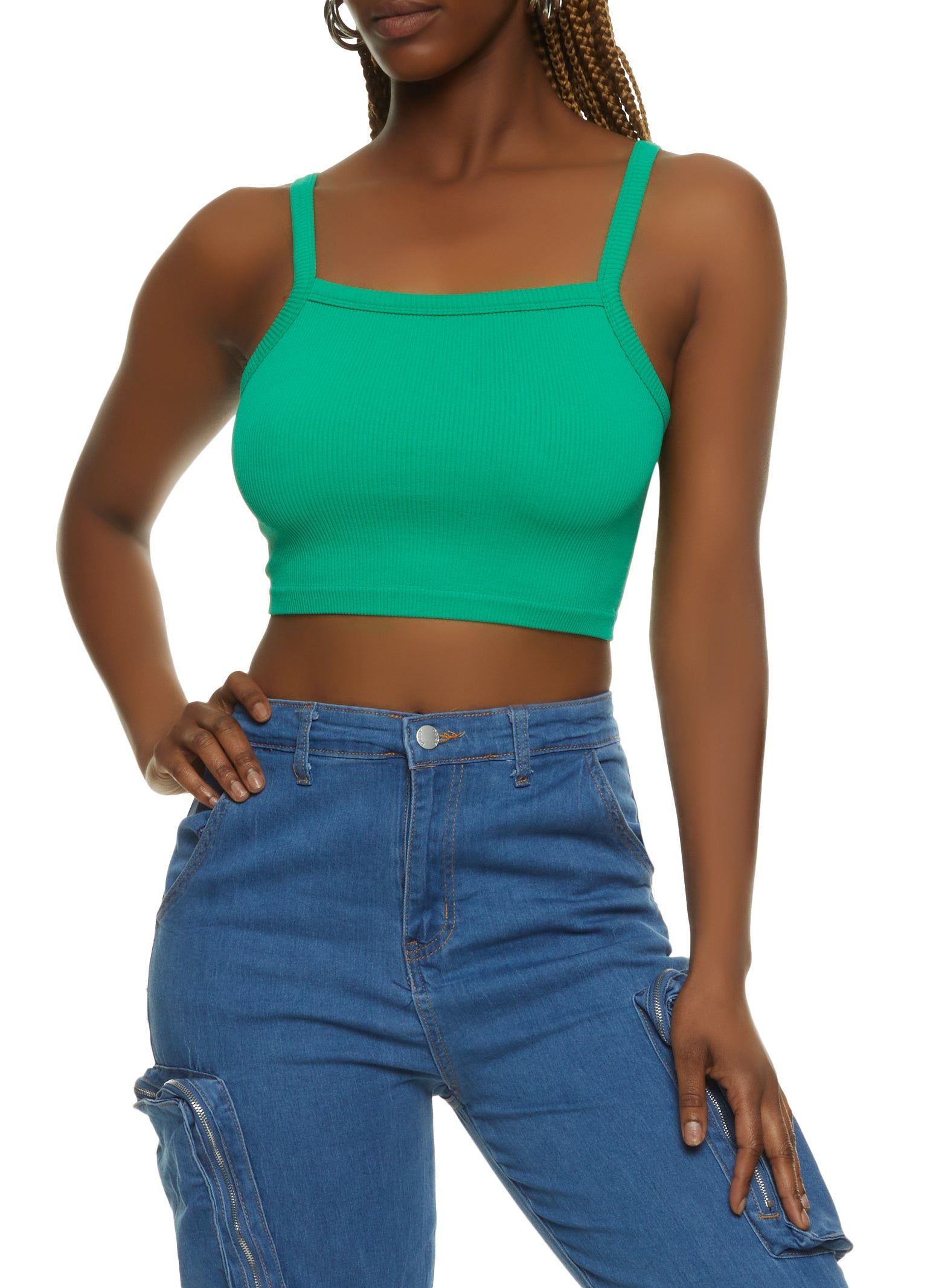 Ribbed Knit Seamless Cropped Cami sold by Rainbow