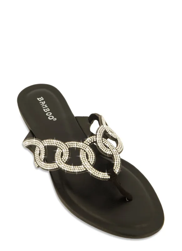 Rhinestone Loop Thong Slide Sandals sold by Rainbow