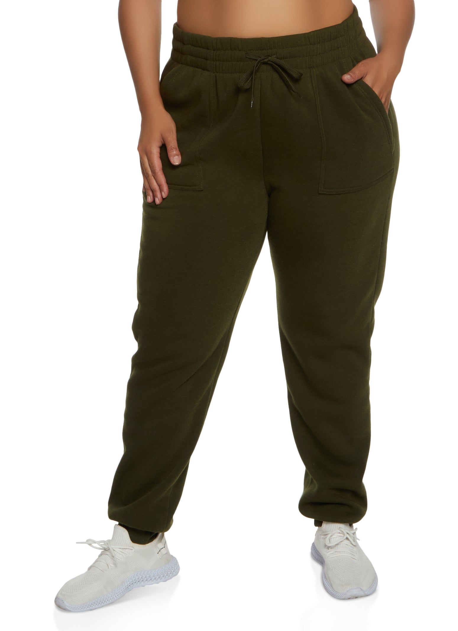 Plus Size Solid Fleece Joggers sold by Rainbow