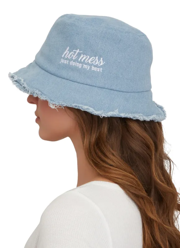 Hot Mess Just Doing My Best Denim Bucket Hat sold by Rainbow