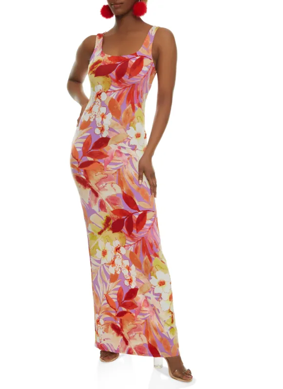 Haute Monde Tropical Floral Print Maxi Tank Dress sold by Rainbow