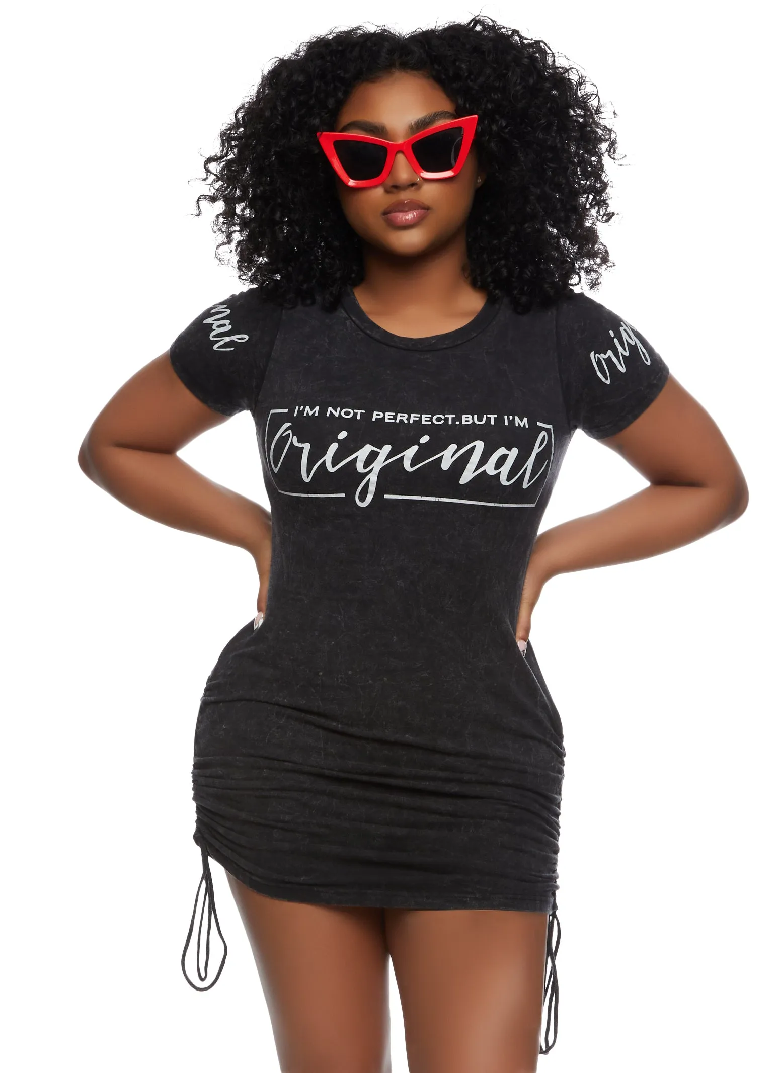 Im Not Perfect But Im Original Acid Wash T Shirt Dress sold by Rainbow product image thumbnail 2