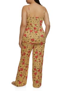 Plus Size Bear Heart Graphic Print Pajama Cami and Pants sold by Rainbow