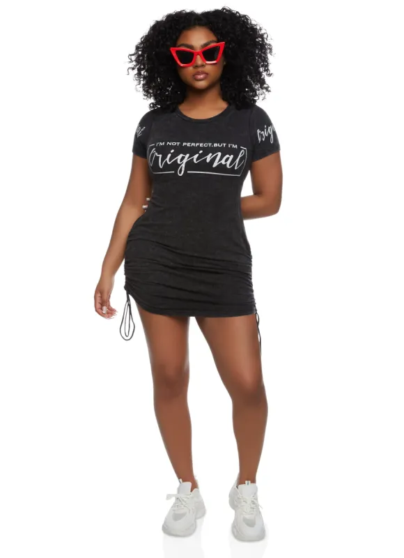 Im Not Perfect But Im Original Acid Wash T Shirt Dress sold by Rainbow