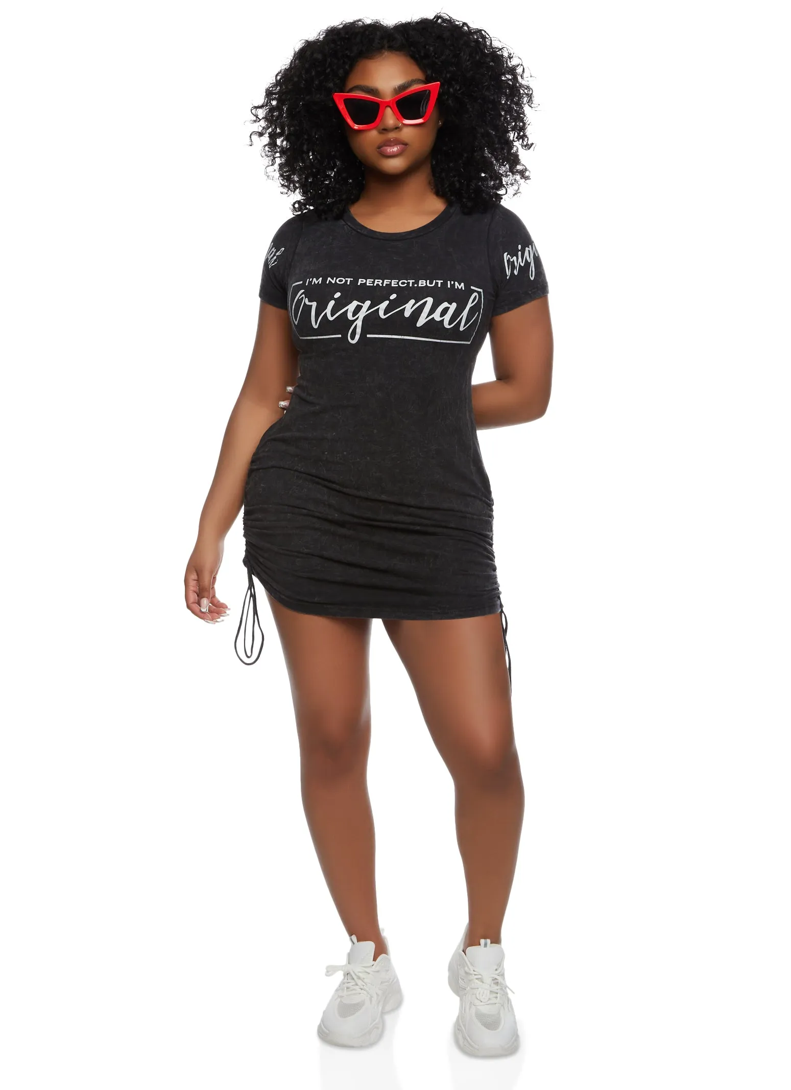 Im Not Perfect But Im Original Acid Wash T Shirt Dress sold by Rainbow