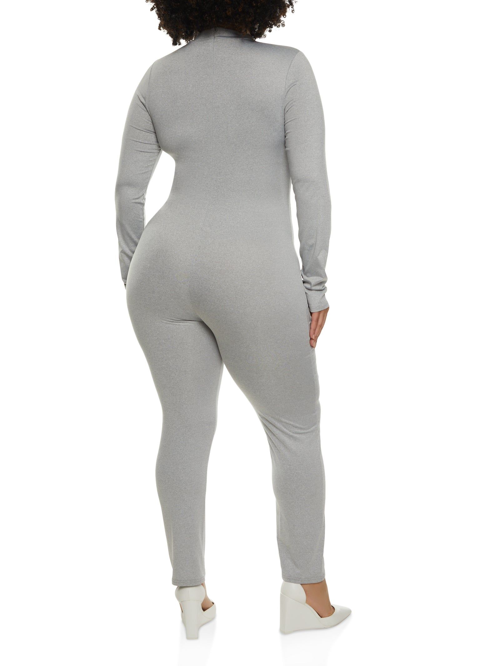 Plus Size Long Sleeve Mock Neck Catsuit sold by Rainbow product image thumbnail 2