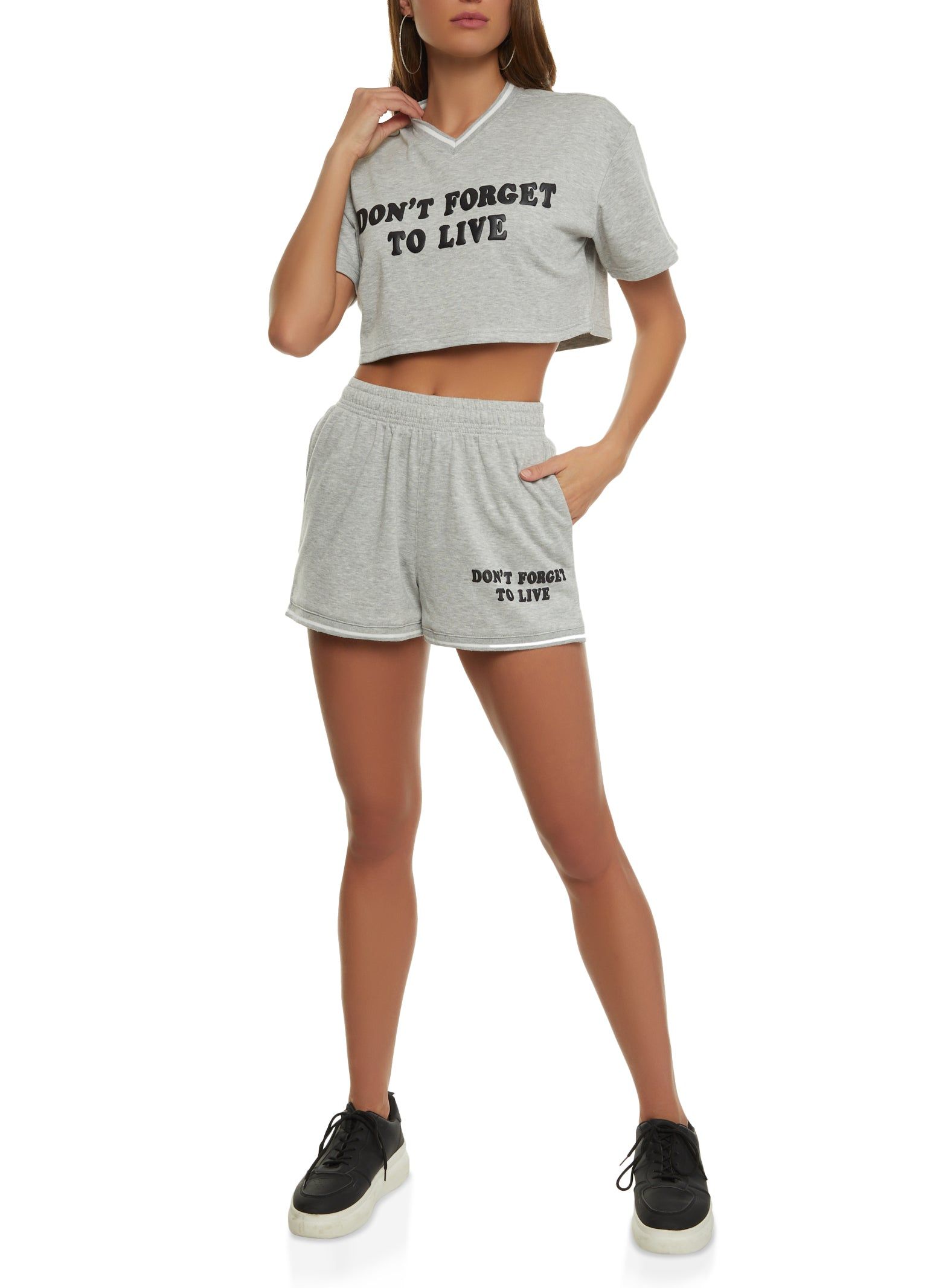 Dont Forget To Live Cropped Graphic Tee sold by Rainbow product image thumbnail 2