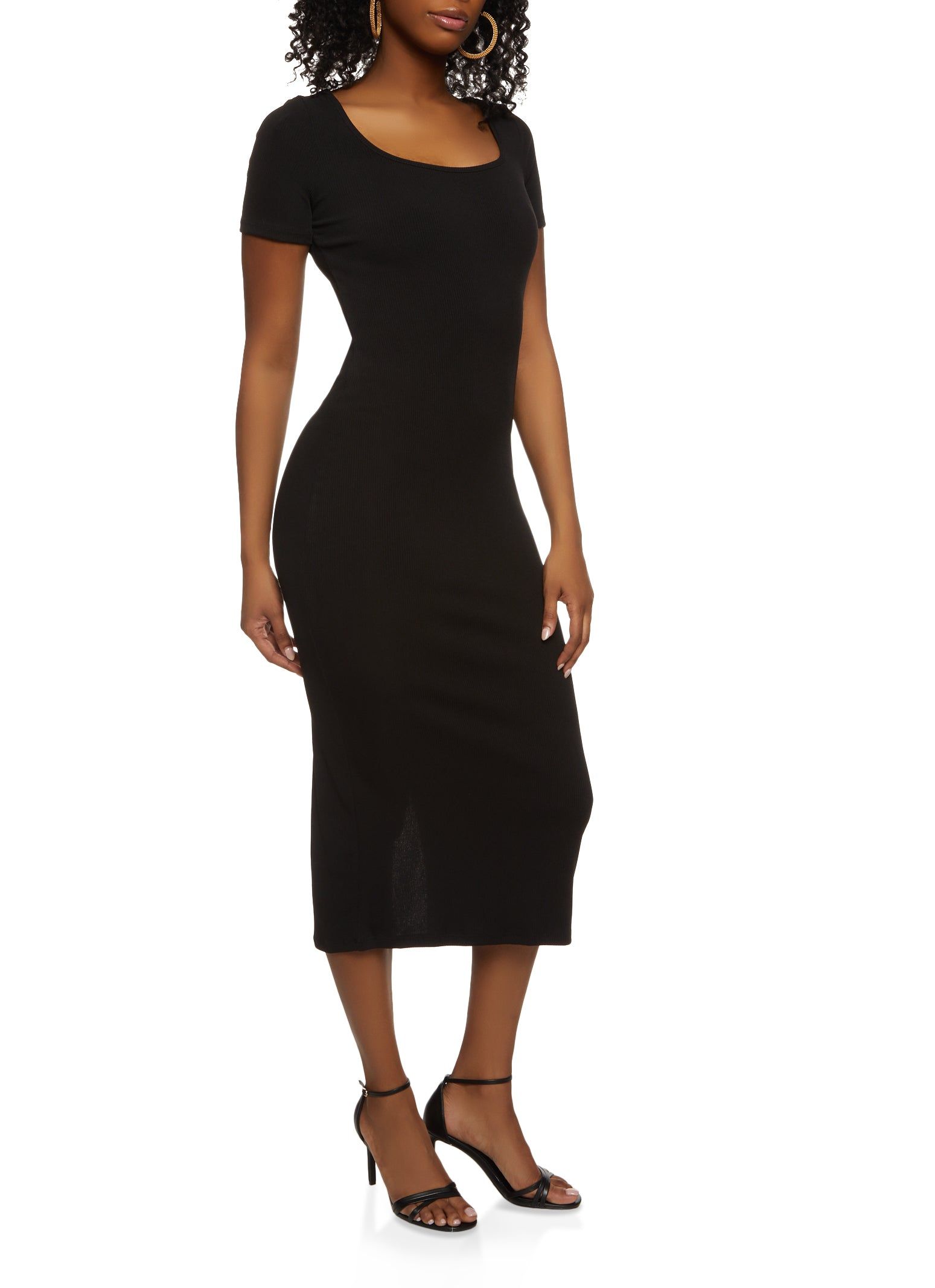 Ribbed Knit Square Neck Maxi Dress sold by Rainbow