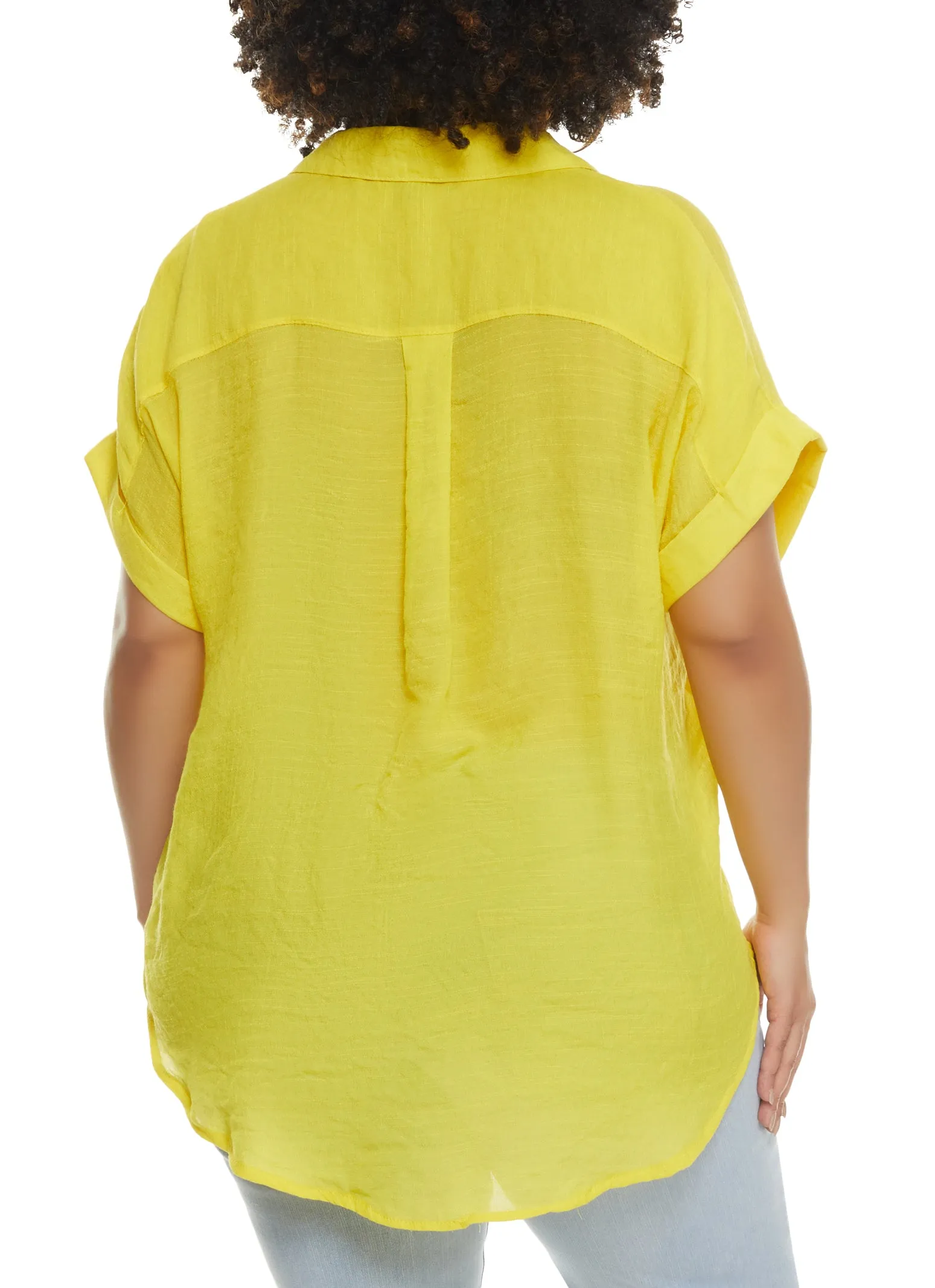 Plus Size Button Front High Low Shirt sold by Rainbow product image thumbnail 2