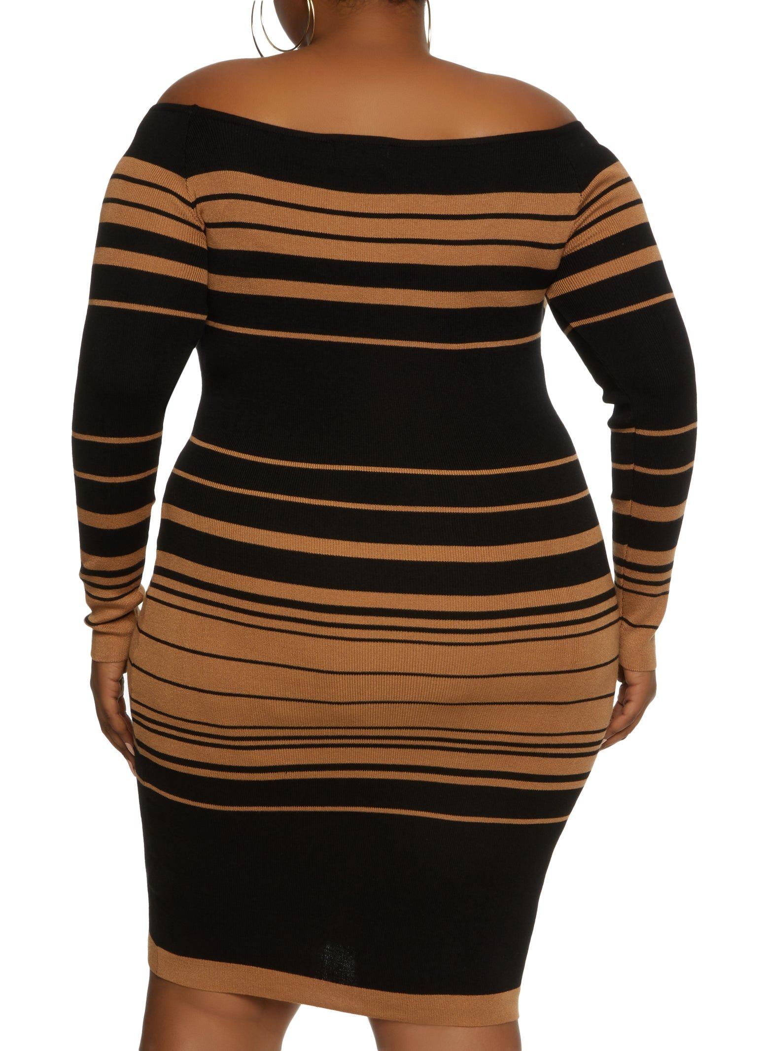 Plus Size Striped Off the Shoulder Midi Dress sold by Rainbow product image thumbnail 3