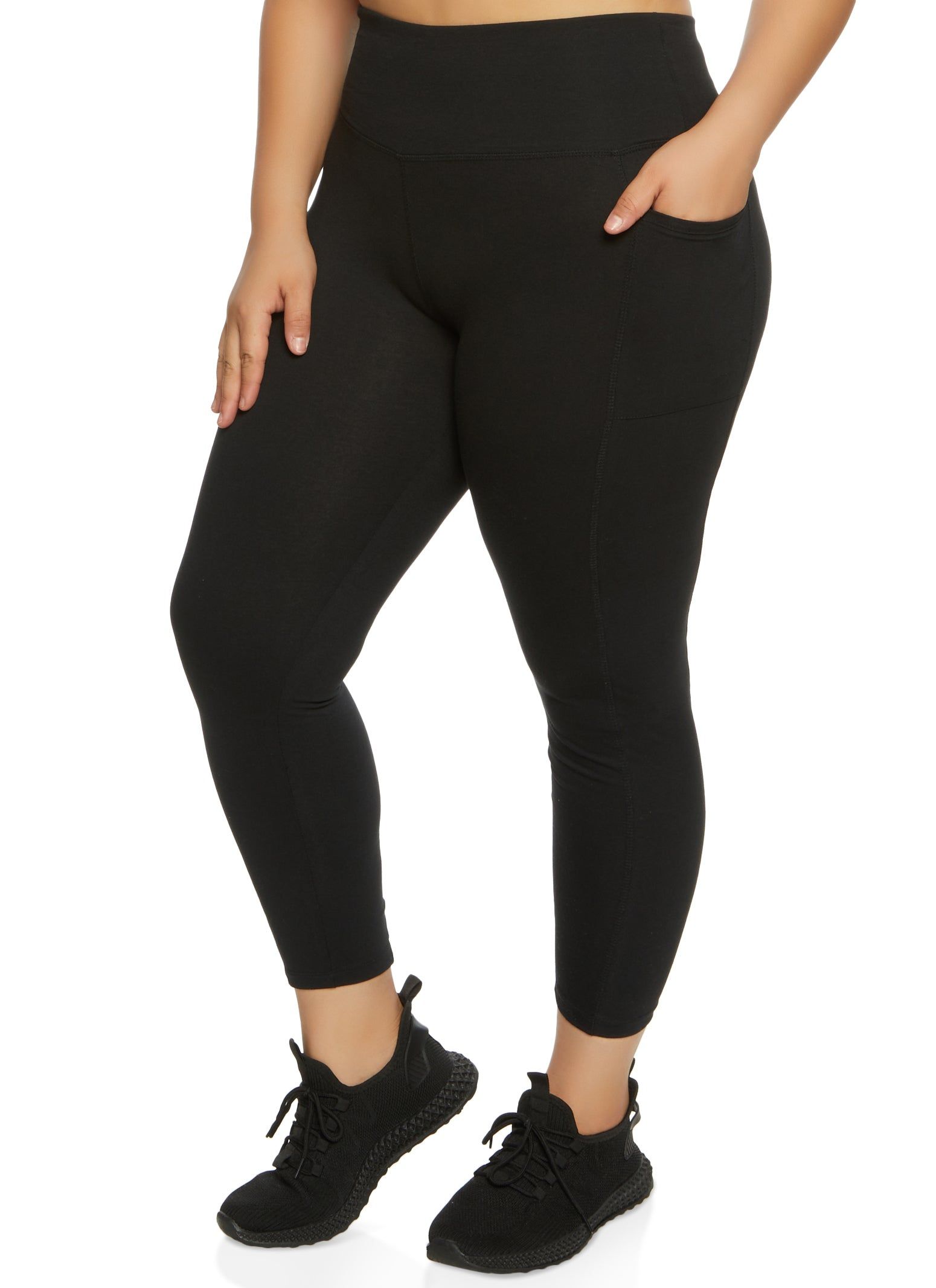 Plus Size High Waist Phone Pocket Leggings sold by Rainbow