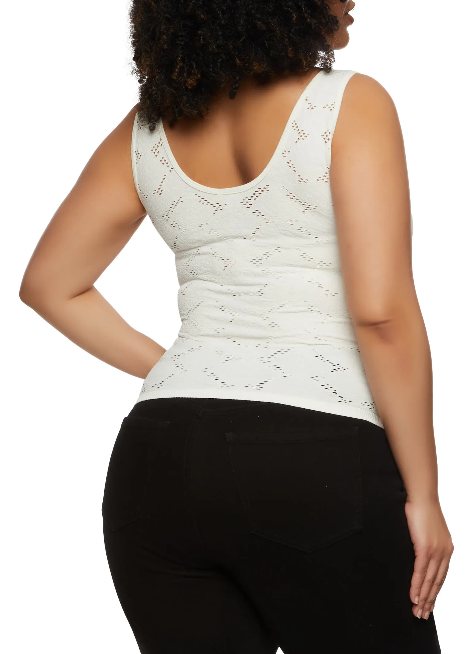 Plus Size Laser Cut Seamless Tank Top sold by Rainbow product image thumbnail 2
