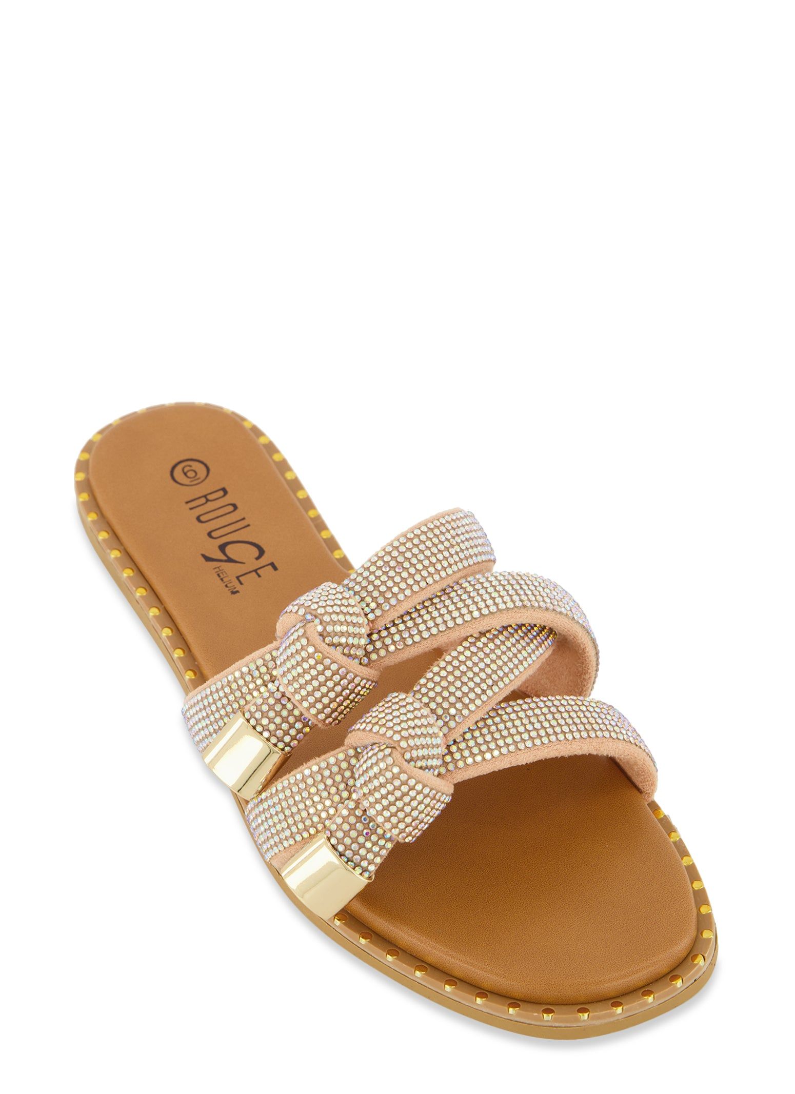 Rhinestone Knot Band Slide Sandals sold by Rainbow